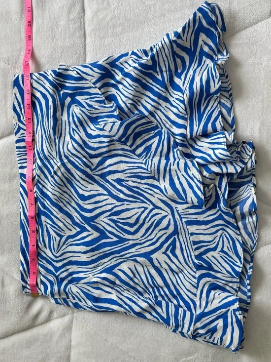 Blue and White Zebra Print Ruffled Hem Skort - Picture 4 of 6
